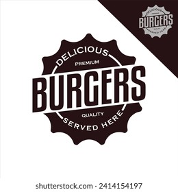 burger vintage stamp logo emblem sticker vector food.for streets food template design