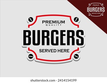 burger vintage stamp logo emblem sticker vector food.for streets food template design
