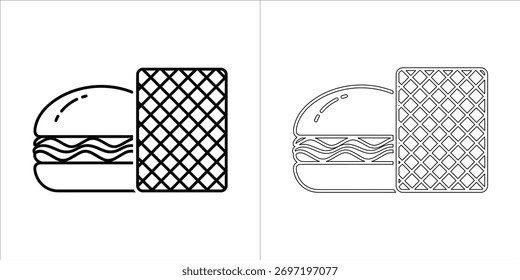 Icono de la hamburguesa y del waffle, arte de línea simple y versión llena