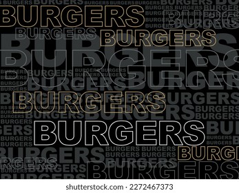 Burger Wall Design, Food Banner, Fast Food Wall Typography. Vector Food Art.