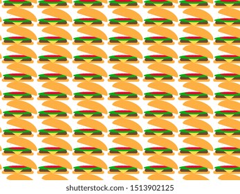 Burger wallpaper, illustration, vector on white background.