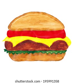 burger watercolors