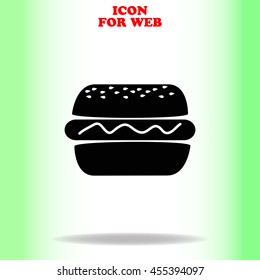 Burger web icon. Black illustration on white background