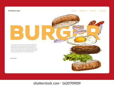 burger webpage landing page vector illustration