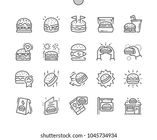 Burger Well-crafted Pixel Perfect Vector Thin Line Icons 30 2x Grid for Web Graphics and Apps. Simple Minimal Pictogram