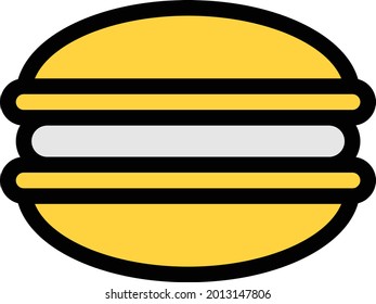 burger with white background. burger is a symbol of bakery .colour line icon.