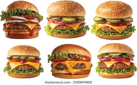 burger white lettuce, meat, onion, tomatoes, background