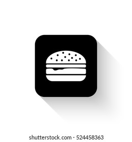burger - white vector  icon with shadow