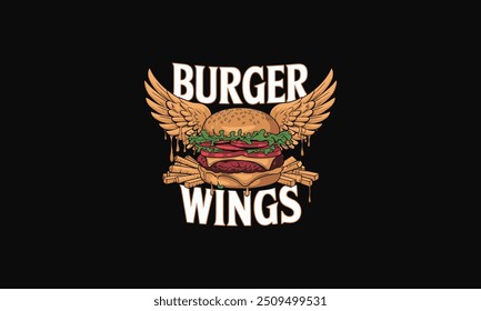 Logotipo de la Ilustración vectorial Burger Wings Plantilla