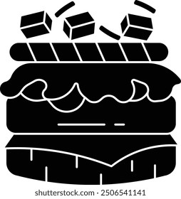 burger without bun solid glyph vector illustration