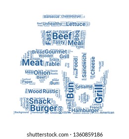burger word cloud. tag cloud about burger.
