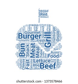 burger word cloud. tag cloud about burger