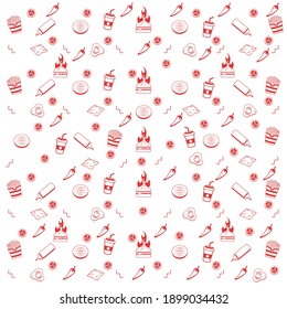 Burger Wrap, Chili pattern background in flat designs