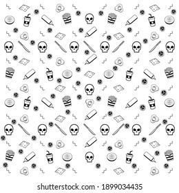 Burger Wrap, Skull Pattern Background In Flat Designs