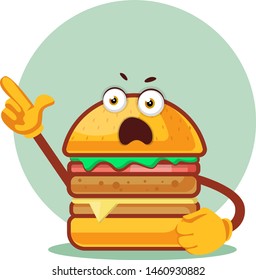 Burger schreiend, Illustration, Vektorgrafik auf weißem Hintergrund.