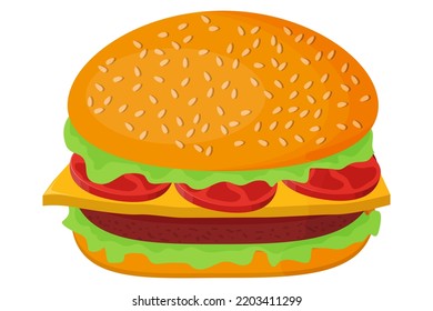 Burger.Hamburgers cheeseburgers.Vector illustration on a white background.