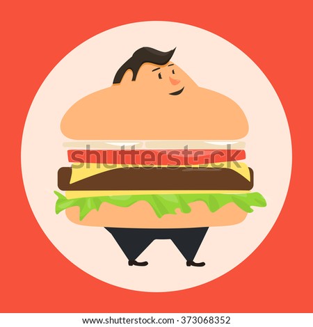 Burgerman. People who eat too many burgers