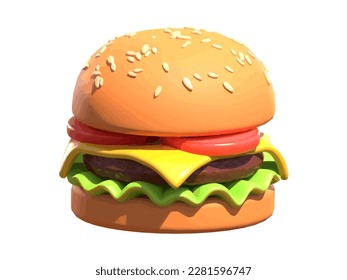 Burger in 3D-Bildern mit hellen und evokativen Farben