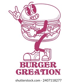 Burgers Character Design With Slogan Burger creation