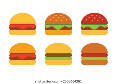 Burgers Color Art Showcasing Juicy Patties and Fresh Toppings