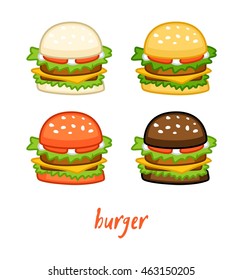 burgers with different buns set
