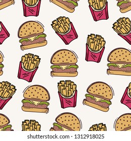 Burgers French Fries Patterns Background Stock Vector (royalty Free 