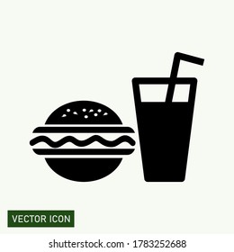 
hamburguesas y bebidas frescas. diseño vectorial con estilo plano