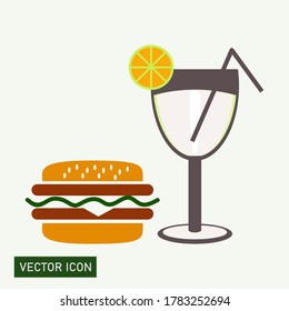 
burgers and fresh drinks. vector design with flat style