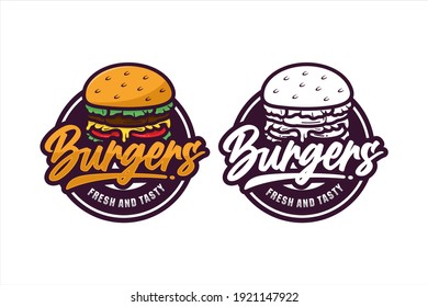 Burgers fresh and tasty design premium logo