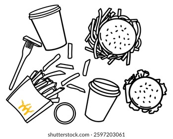 Burgers, fries and drink are going go together.