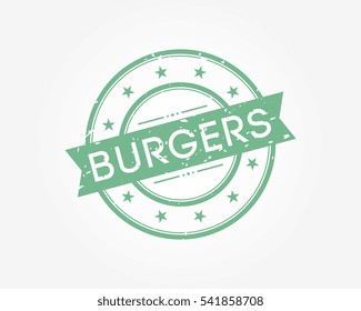 burgers. green stamp sign vector illustration