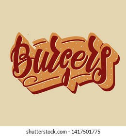 Burgers lettering design. Vector illustration.