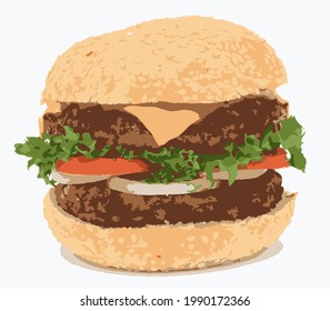 Burgers with meat and vegetables