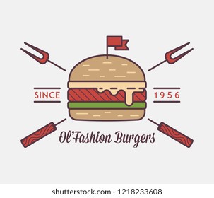 Burgers Ol'Fashion is a vector illustration about street food