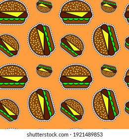 Burgueses sobre un fondo naranja, textura para el diseño, patrón sin soldadura, ilustración vectorial