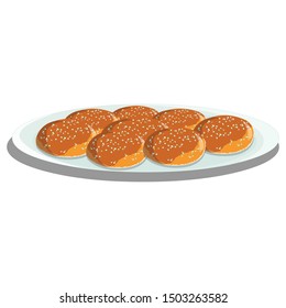 Burgers on a Plate - Cartoon Vector Image
