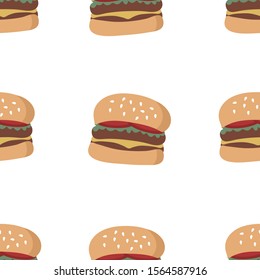 Burgers seamless pattern. Hand drawn burgers. Tasty and fast food
