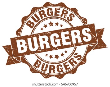 Burgers Stamp Sticker Seal Round Grunge Stock Vector (Royalty Free ...