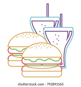 burgers and two soda glass with straw