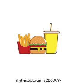 Burger-Soft Drink-French Fries Simple Vector