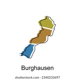 Burghausen High detailed illustration map, World map country vector illustration template