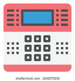 BURGLAR ALARM ICON FLAT COLOR VECTOR .