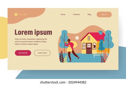 Burglar in balaclava carrying bags from house. Thief, gangster, broken window flat vector illustration. Crime or burglary concept for banner, website design or landing web page