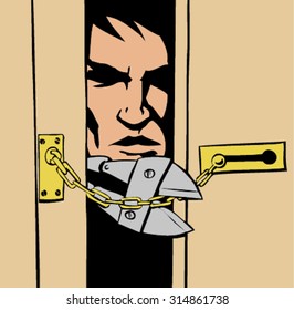 burglar breaking in an apartment or office to steal something, security or danger concept, isolated vector illustration