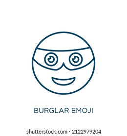 burglar emoji icon. Thin linear burglar emoji outline icon isolated on white background. Line vector burglar emoji sign, symbol for web and mobile