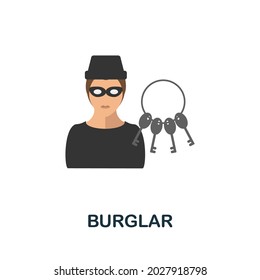 Burglar flat icon. Colored sign from home security collection. Creative Burglar icon illustration for web design, infographics and more