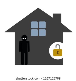 Burglar in the house isolated vector illustration EPS10