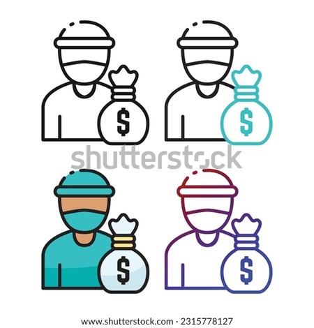 Burglar icon design in four variation color