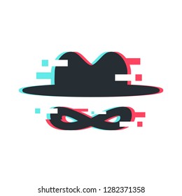 burglar icon in glitch style. icon  with Tv distortion effect. Vector eps 10.