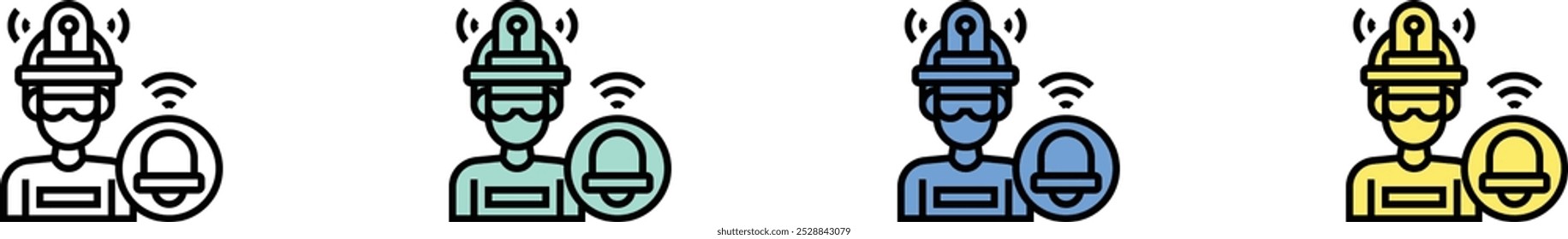 Burglar icon. Outline, Green, Blue and Yellow Style Design Isolated On White Background